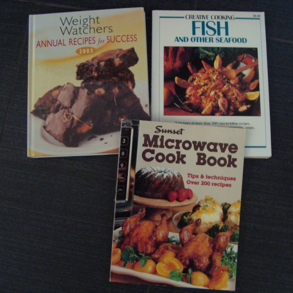 Cookbooks Lot 3 Weight Watchers 2003 Creative Cooking Fish Sunset Microwave